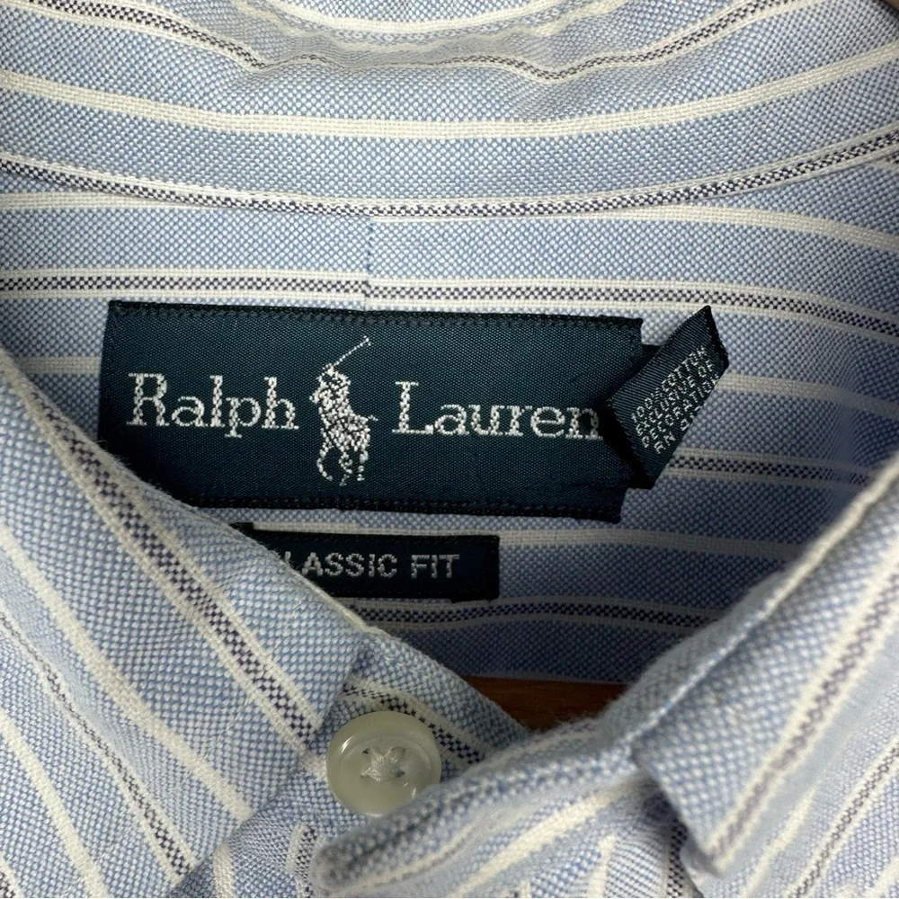 Polo Ralph Lauren Blue Stripe Classic Fit Button Down Shirt Size XL